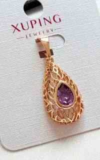 پلاک ژوپینگ اشک نگینی بنفش / شیک و چشم‌گیر