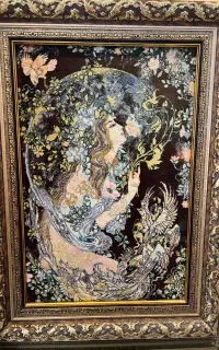 تابلو فرش دستباف مینیاتور گل و چله ابریشم