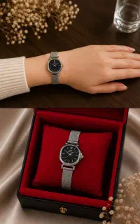 ساعت صفحه نقره ای dw