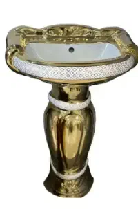 روشویی پایه دار طلایی سفید