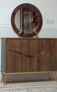 کنسول تمام چوب با قاب آینه نونو