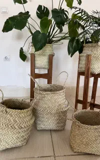 کاور گلدون حصیری طبیعی