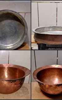 ی پاتیل و تشت مسی چکشی قدیمی