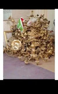 کنسول .شمدان کهنه *سقفی/ کارکرده/مسینوم
