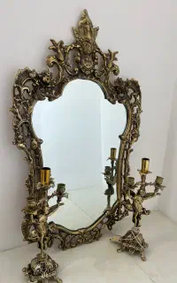 آینه و شمعدان برنز