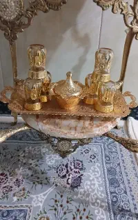 استکان کمرباریک،قندان.بالرین برنز.بشقاب دکوری الله