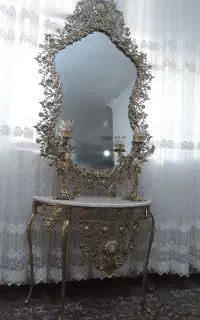 اینه وشمعدان برنز اصل نو.