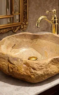 روشویی سنگی رودخانه‌ای طبیعی دست ساز