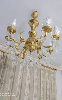 لوستر طلایی کریستال اصل سه عدد