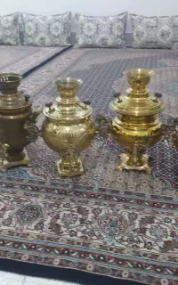 تعداد سماور ذغالی برنز شش لیتری 5عدد