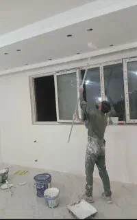 نقاشی ساختمان . رنگ درب چوبی.درب فلزی پنجره.