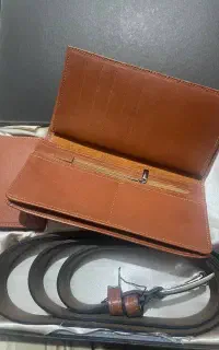 ست کامل کیف و کمربند چرم مردانه