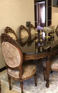 میز غذاخوری ۸ نفره/ چوب راش منبت کاری