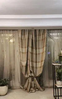 پرده حریر ترک با والان ترک مناسب سالن پذیرایی