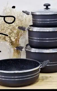 قابلمه و تابه گرانیت و شیرجوش و خردکن و آبکش آکبند