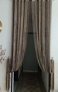 پرده راهرویی کرم قهوه ای