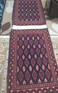 یک جفت قالیچه پشتی دستباف طرح ترکمن