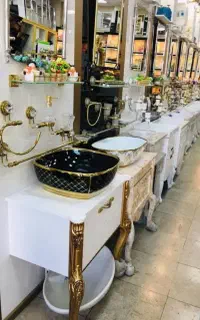 روشویی پایه دار مدل بتنی و هایکلاس کابینتی راش۵