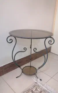 میز تلفن (فلزی شیشه ای)