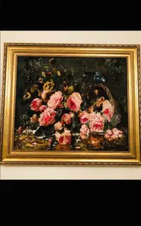 تابلو فرش دستباف تبریز گل ابریشم