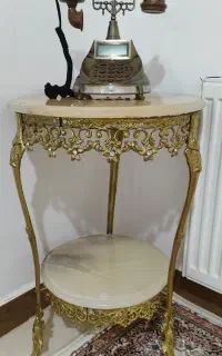 میز تلفن برنجی ( برنز) دوطبقه