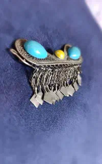 گردنبند فیروزه و مرجان نقره