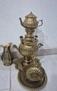 ست ۵ تیکه سماور برنز ذغالی