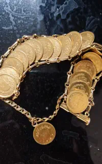 دستبند عتیقه با ربع پهلوی قدیمی