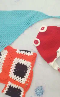 ست کلاه مینی روسری بافتنی شده