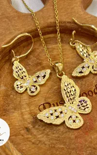 نیم ست های طلاروس تراش نگین دار رنگ ثابت
