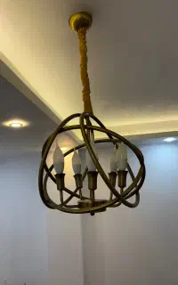 لوستر سقفی برنزی ۵ شعله در حد نو