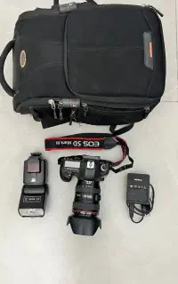 دوربین canon 5d mark 3+ لنز ۲۴-۱۰۵ و فلش حرفه‌ای