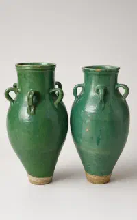 دو عدد خمره سفالی قدیمی لعابدار(هرکدوم۱۰لیتر)