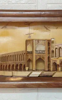 تابلوی چوبی قدیمی پل خواجو هنر دست
