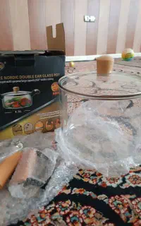 قابلمه پیرکس دسته چوبی نسوز