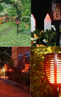 چراغ خورشیدی باغچه طرح شعله