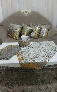 ست سرویس کوسن و رومیزی و جادستمال کاغذی جادویی ترک