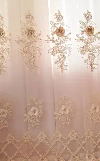 پرده حریر ترک گل برجسته