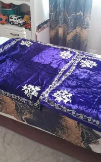 دوعدد رومیزی مخمل قدیمی