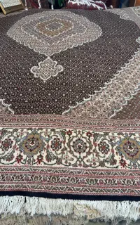 یک جفت قالی پشم چهل رج خوی نقشه ماهی 3x4