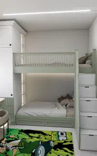 تخت دو طبقه با کمد بسیار شیک و کاربردی