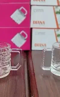 استکان دسته دار بلوری دیانا زنگان و نئو طرح دار