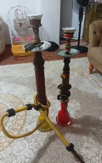 دو عدد قلیان هردو چوب سرخ