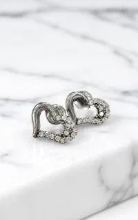 گوشواره نقره زنانه نگین دار طرح قلب