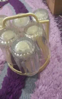 ۶ عدد لیوان و جا لیوان