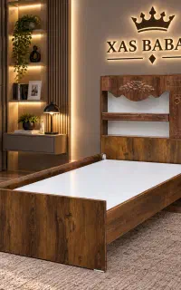 تخت تک نفره دربدار قهوه ای (صنایع چوبی خاص)