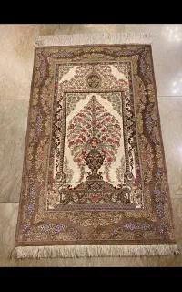 فرش زرع چرک تمام ابریشم. اصل قم. 80رج