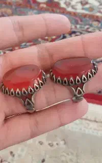 ۴جفت انگشتر طرح نقره با سنگ عقیق