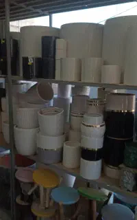 پتینه عربی سفالی بزرگ گرد گلدان گل خورشیدی ساعتی