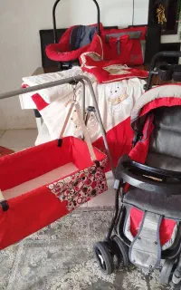 ست کالسکه . کریر.ساک کودک . رختخواب و گهواره
